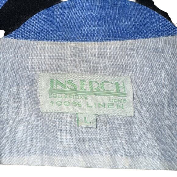 Inserch Sz L 100% Linen Button Down Shirt Preppy‎ Coastal Resort Wear - Picture 4 of 8